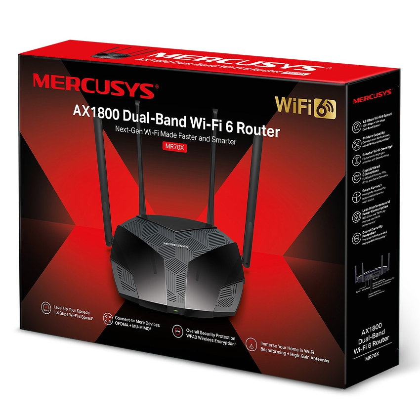 Router Mercusys Mr70x Ax1800 Gigabit Wifi 6 4Ant